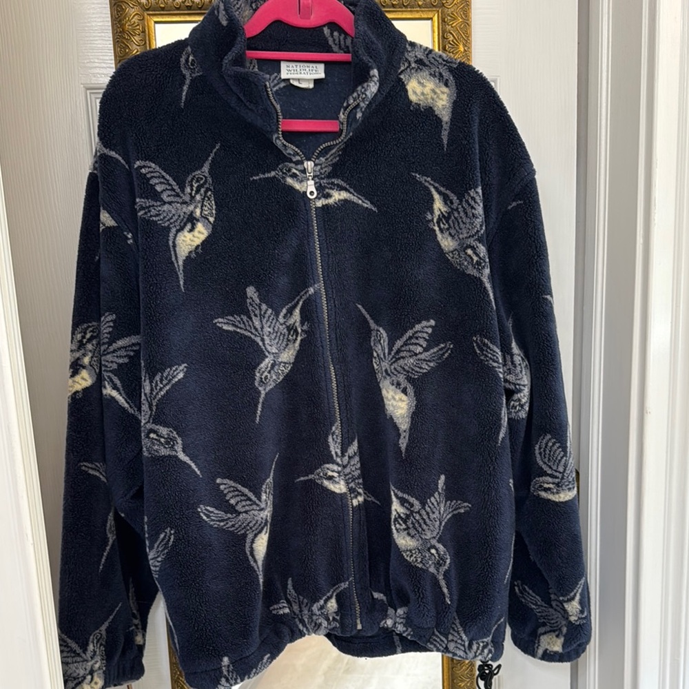 National Wildlife Federation Vintage Hummingbird Fleece L Jacket